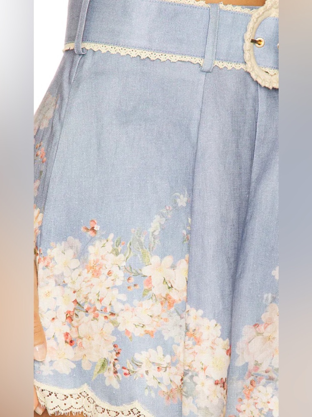 AUTH WOMEN’S ZIMMERMANN CASCADIAN TUCK SHORTS IN BLUE BOTANICAL FLORAL - SZ 0P - Picture 6 of 11
